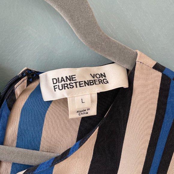 Diane von Furstenberg Striped Silk Asymmetrical Top - Picture 4 of 6